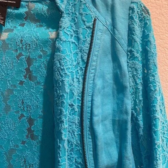 INC International Concepts Women’s Lace Fashion Jacket – Teal Blue – Size Medium - Picture 10 of 11
